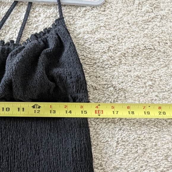 Free People Beach Vetrina Black Cozy Knit Ruched Strappy Open Back Mini Dress - Picture 6 of 10